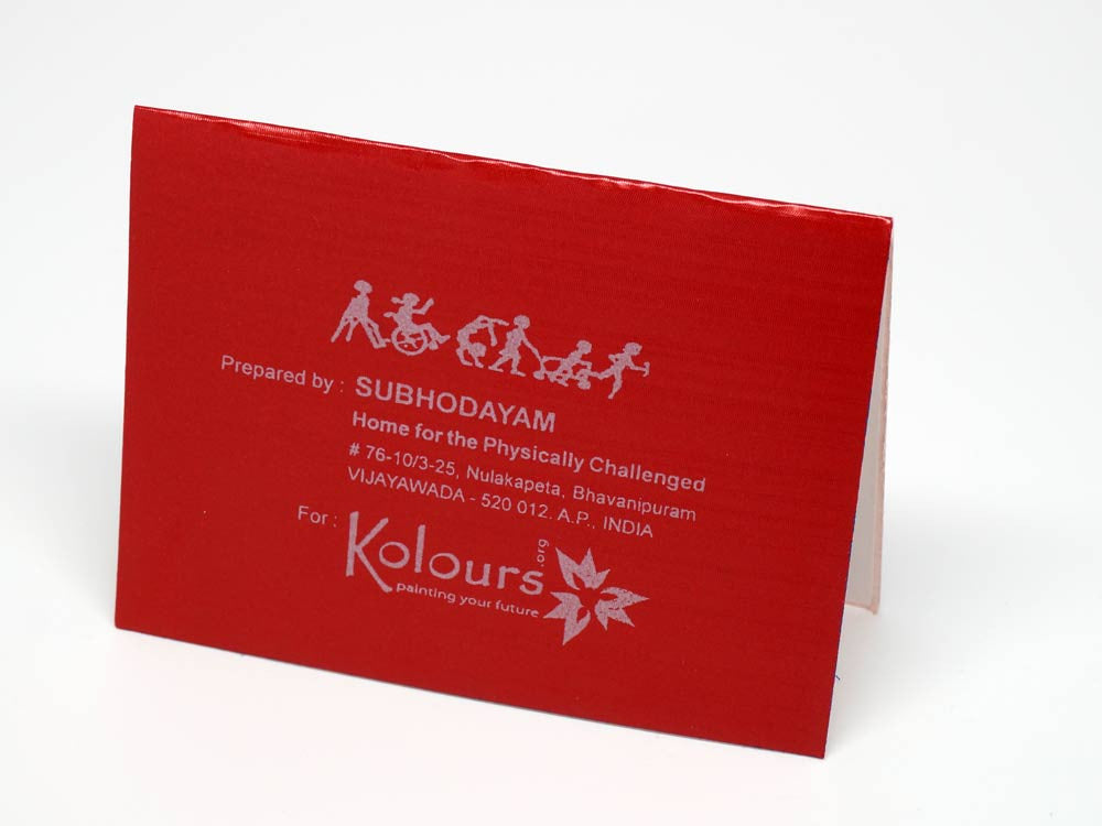 Elephant embroidered red small card