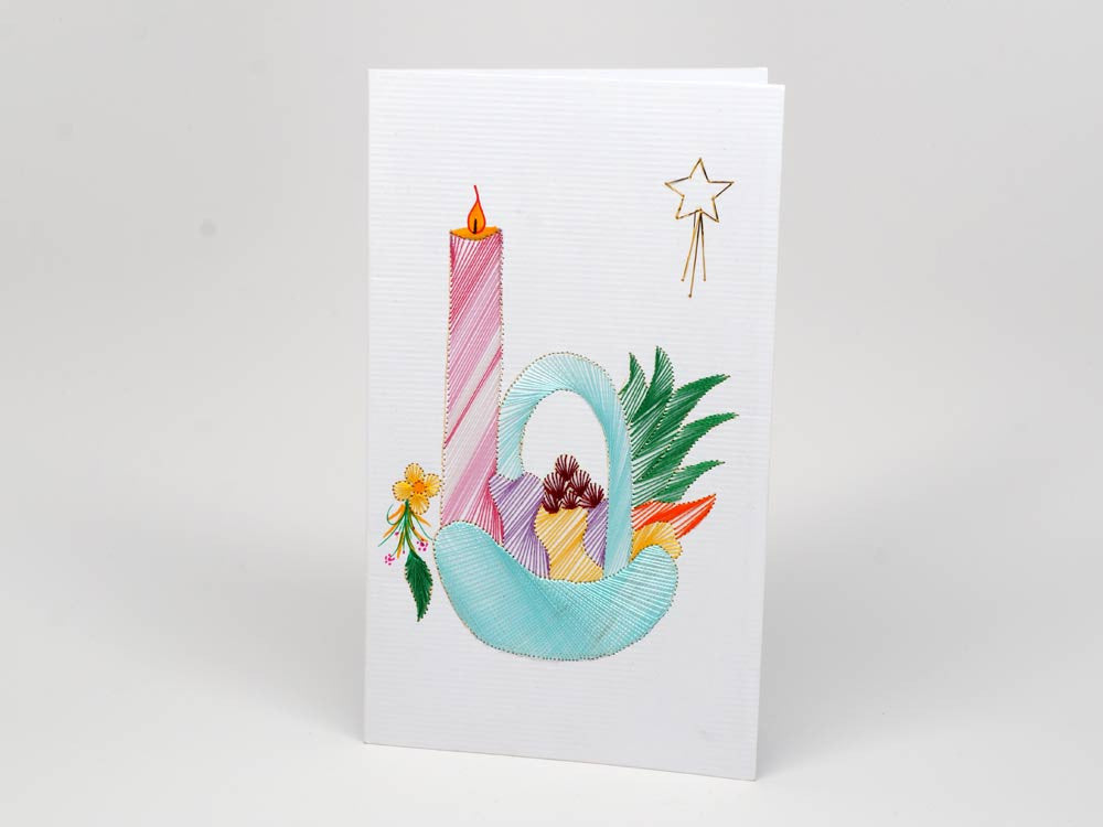 Christmas card - basket embroidery