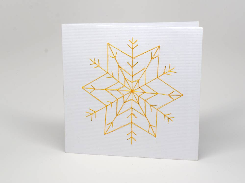 Christmas card - star handmade embroidery