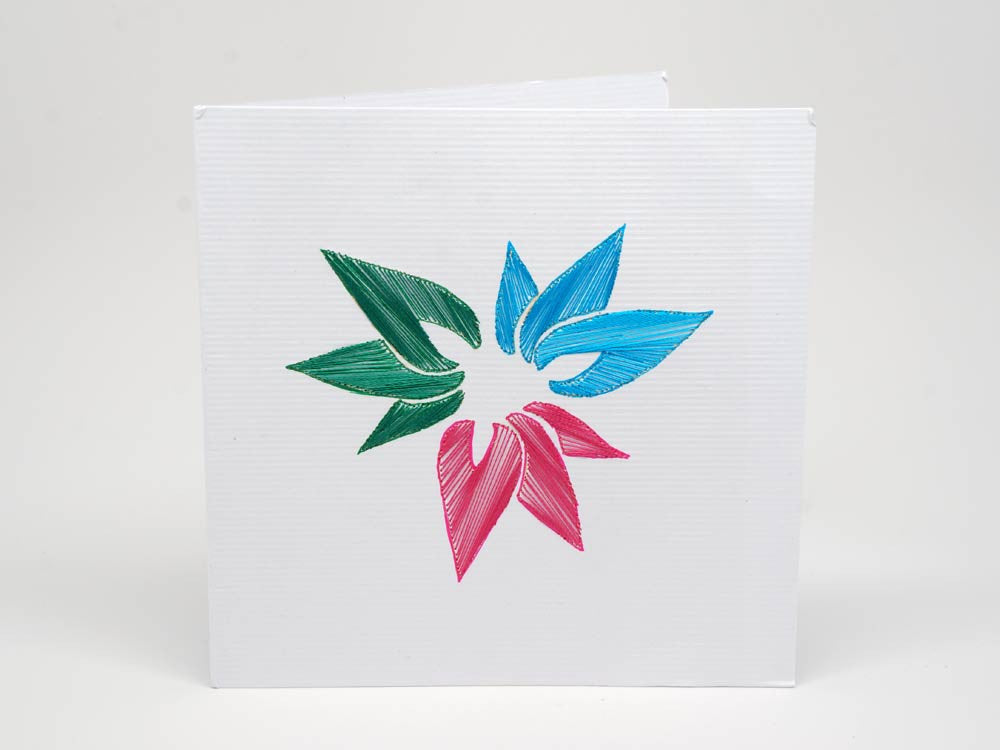 Embroidered greeting card - Kolours flower