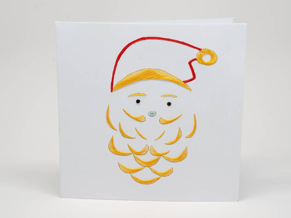 Christmas card - Santa handmade embroidery