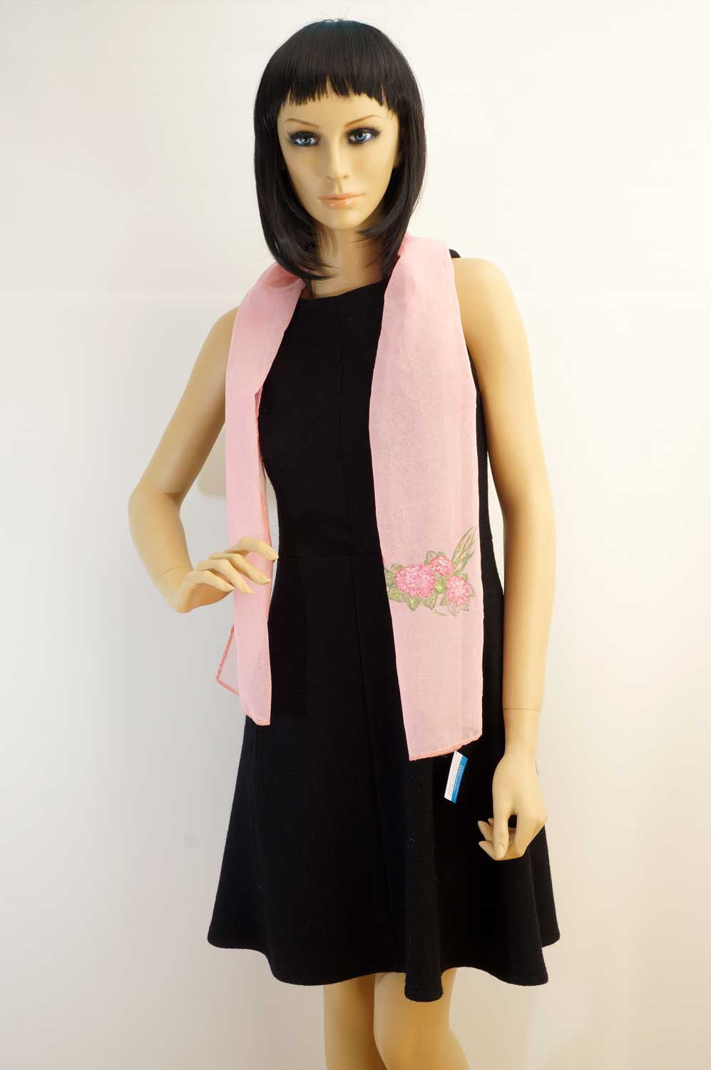Flower hand painted pink scarf