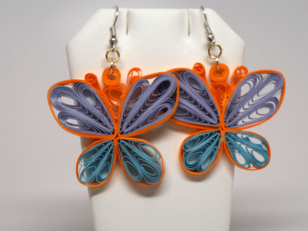 Butterfly handmade paper filigree earrigs