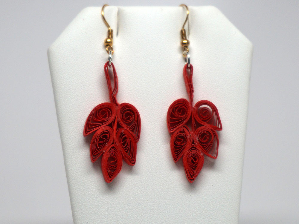 Leaves shape handmade paper filigree earrigs