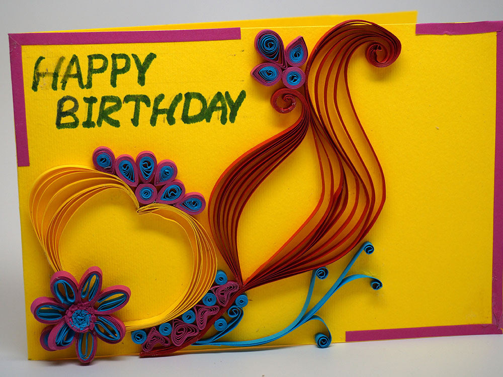 Paper filligree handmade flower decorated card