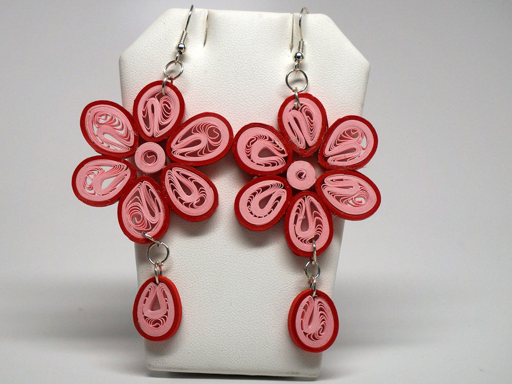 Flower shape handmade paper filigree earrigs