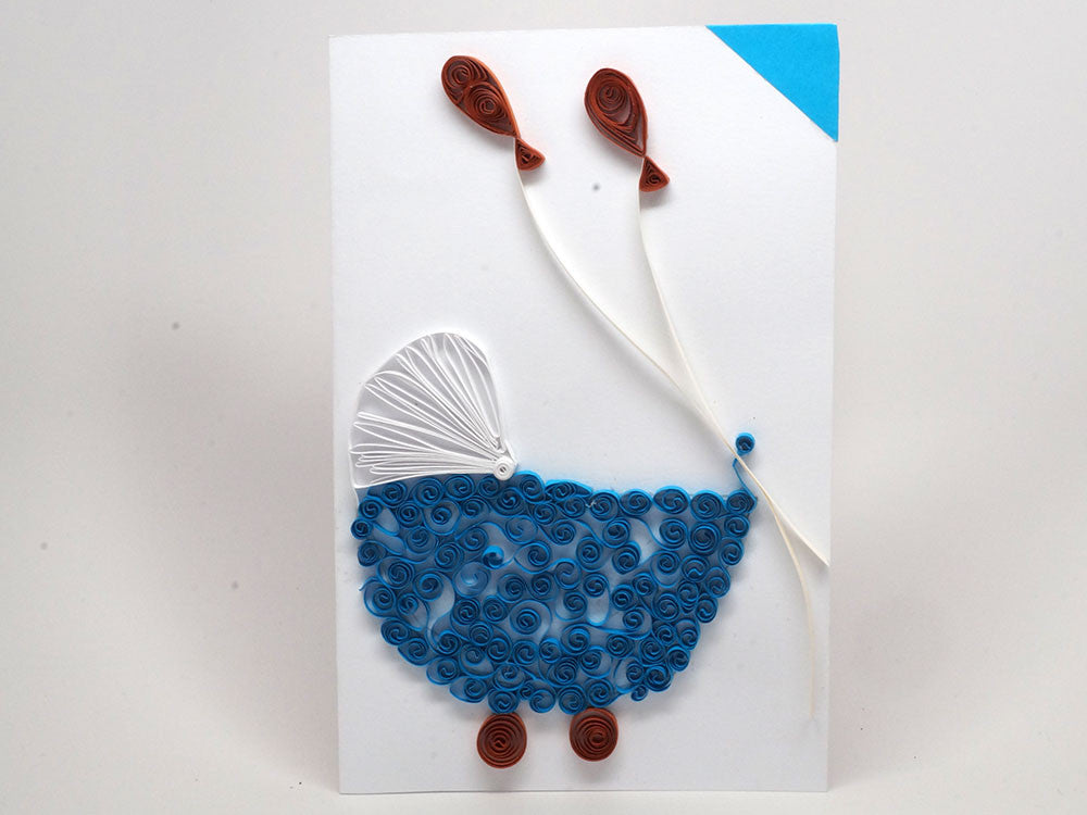 Paper filigree handmade Baptism/new born baby boy card