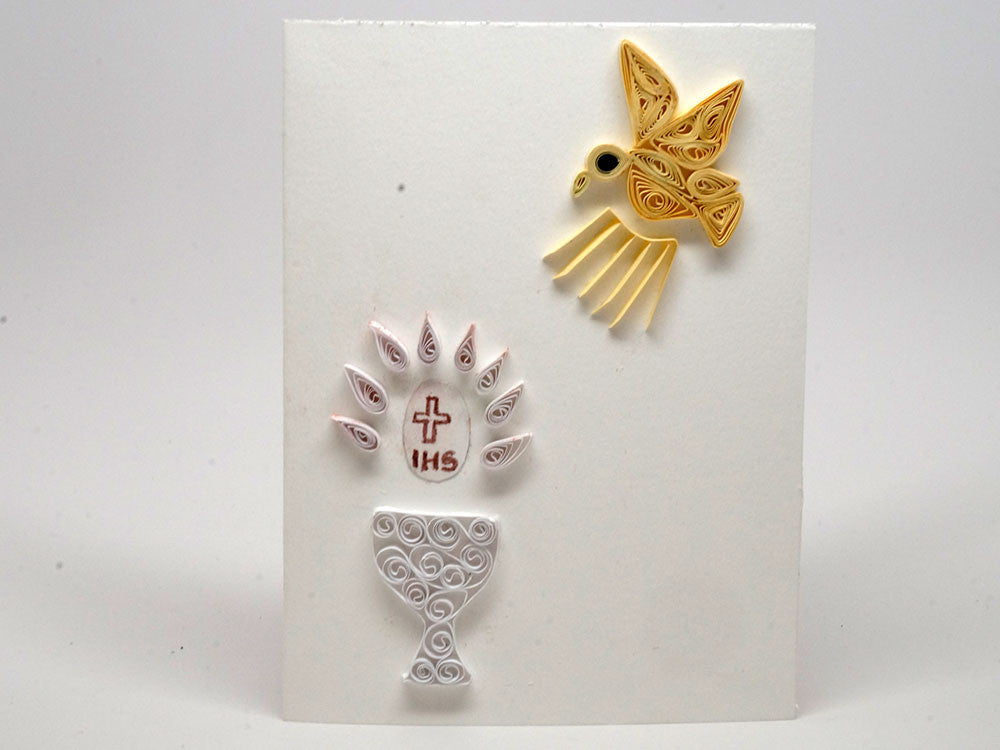 Paper filigree handmade Communion and Confirmation card