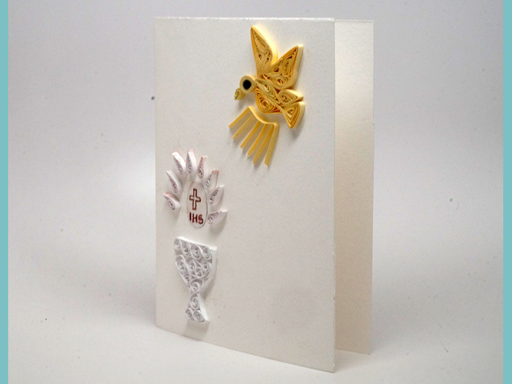 Paper filigree handmade Communion and Confirmation card