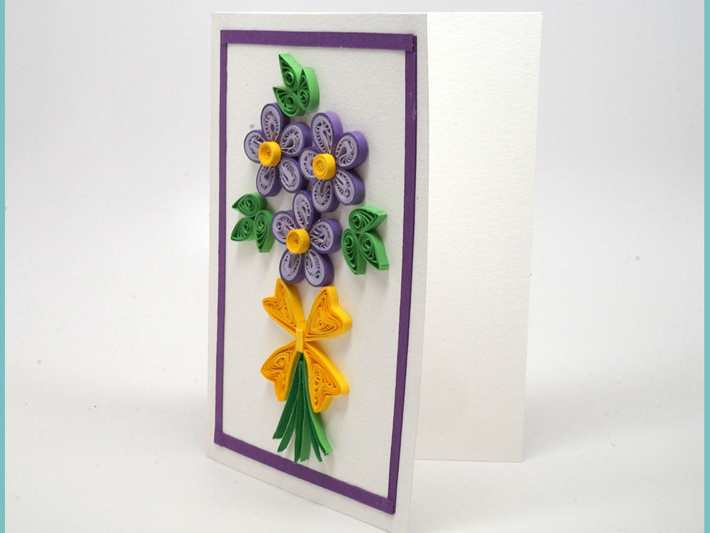 Paper filigree handmade card with flowers