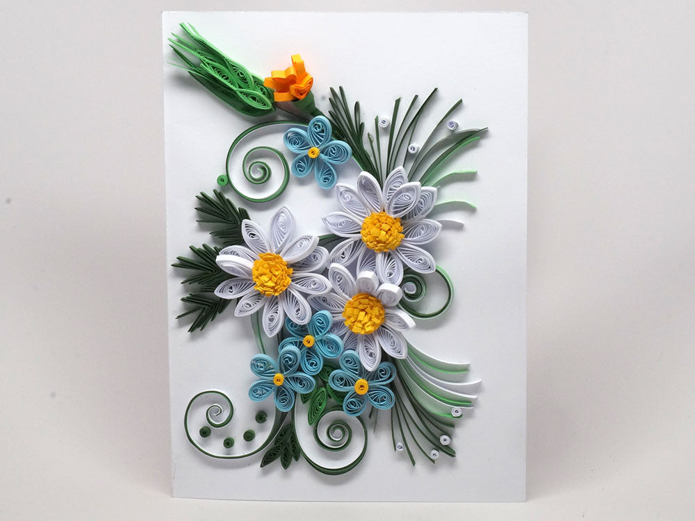 Paper filigree handmade special flowery Birthday card