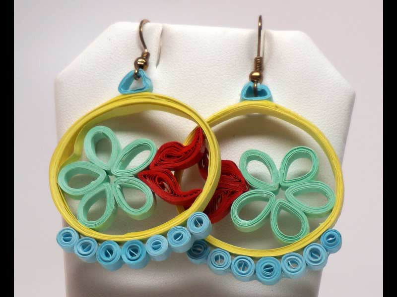 Summer handmade paper filigree earrigs