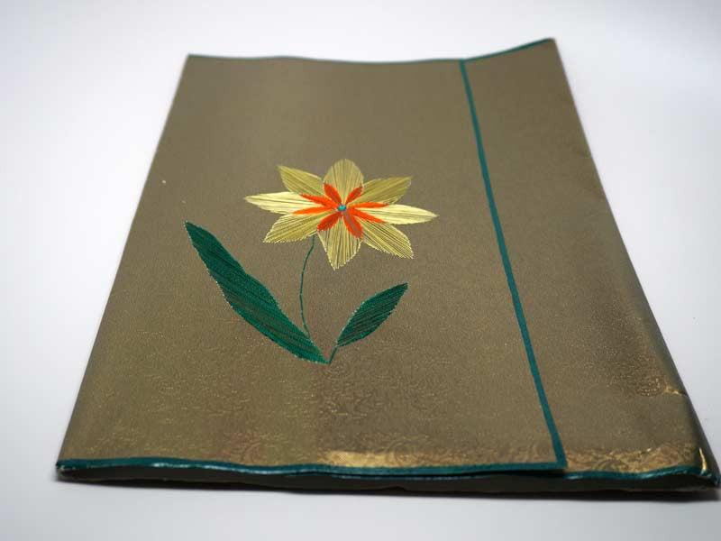 Folder with yellow flower handmade embroidery
