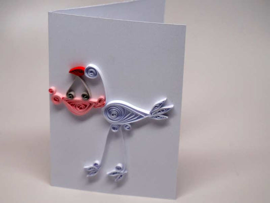 Small paper filigree handmade Baptism/new born baby girl card