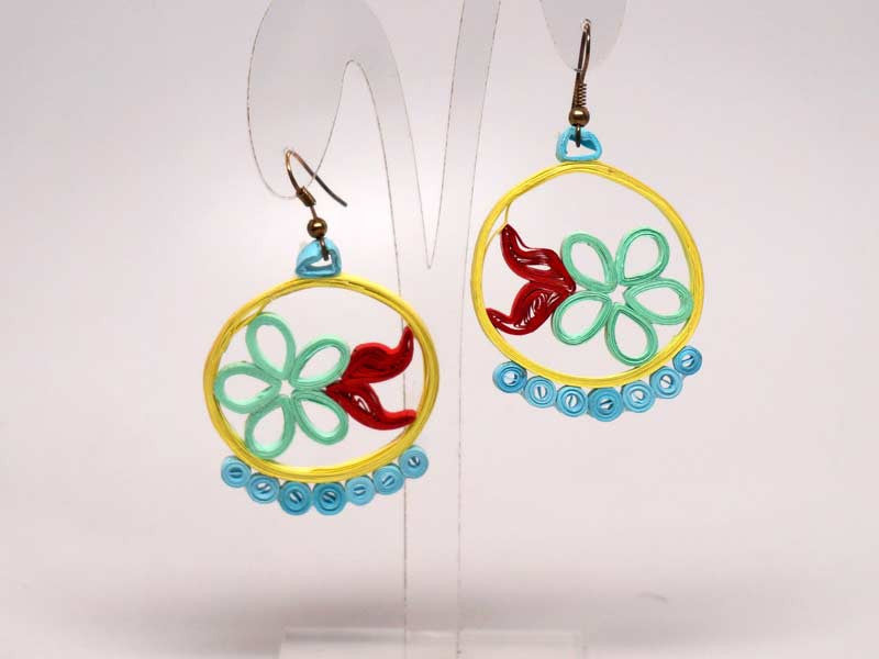Summer handmade paper filigree earrigs