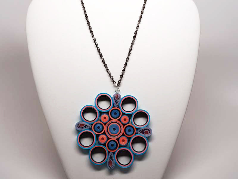 Handmade paper filigree mandala necklace