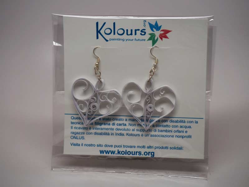 Heart shape handmade paper filigree earrigs
