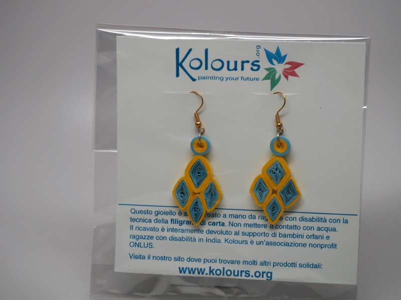 Diamond shape handmade paper filigree earrigs