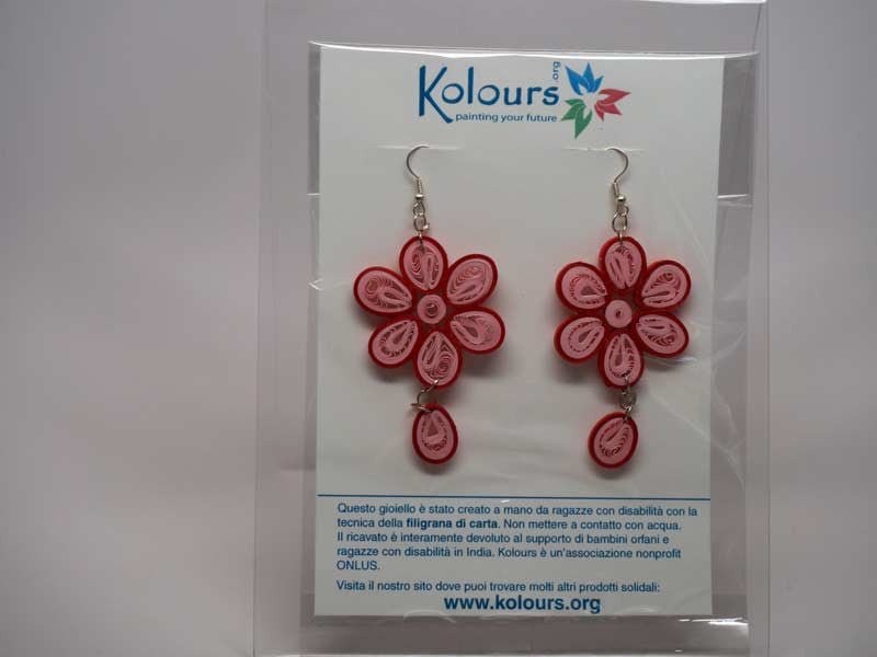 Flower shape handmade paper filigree earrigs