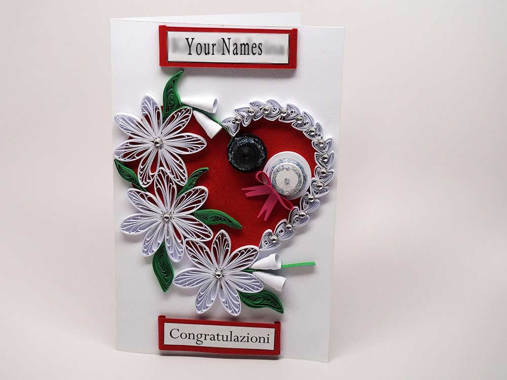 Paper filigree handmade Wedding card