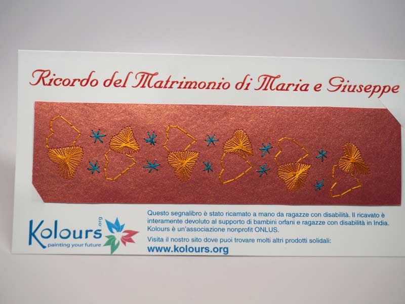 Wedding participation gift - bookmark embroidered by hand with card