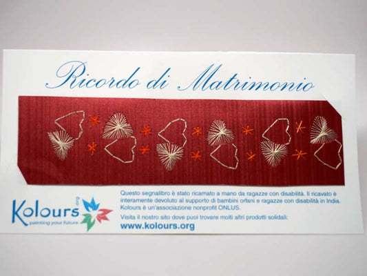 Wedding participation gift - embroidered bookmark with card