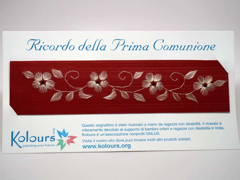 First Communion bookmark embroidered by hand with card