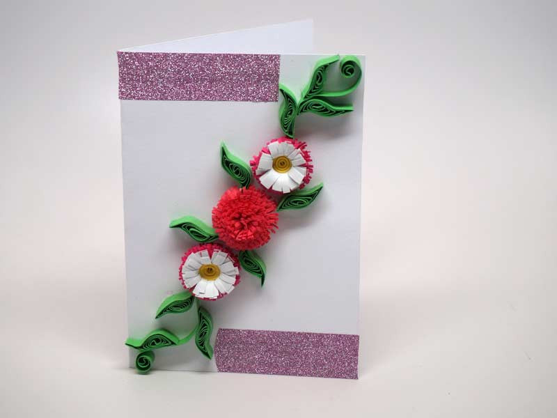 Paper filigree handmade flowers small card