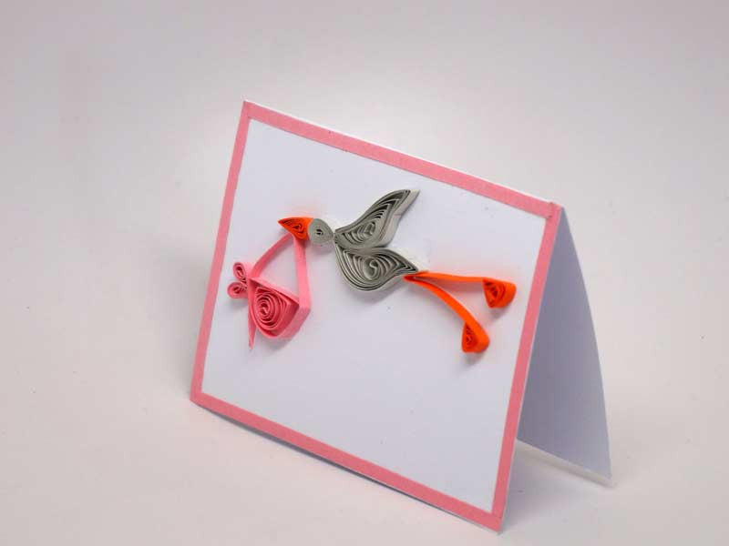 Small paper filigree handmade Baptism/new born baby girl card