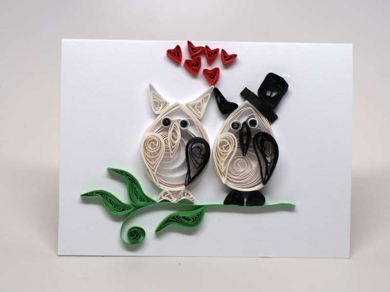 Small love card handmade with paper filigree