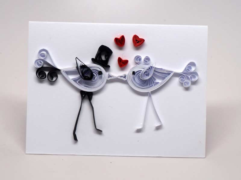 Small love card handmade with paper filigree