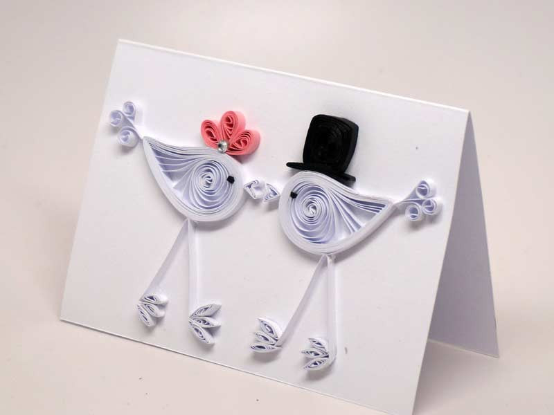 Small love card handmade with paper filigree