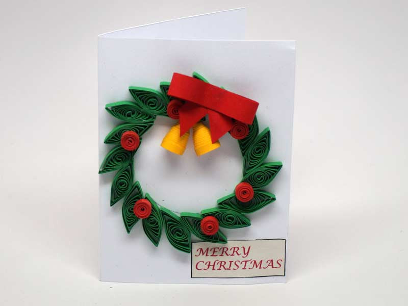 Christmas small card handmade with paper filigree