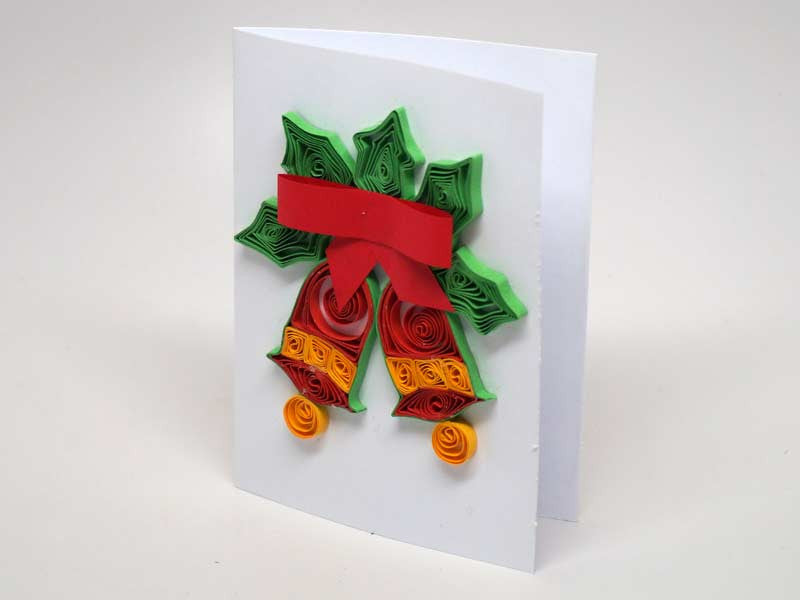 Christmas small card handmade with paper filigree
