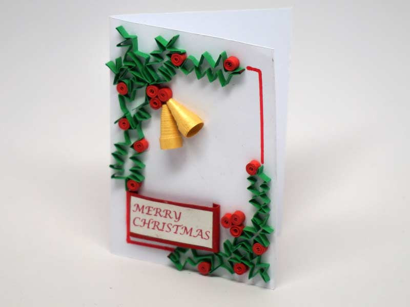 Christmas small card handmade with paper filigree