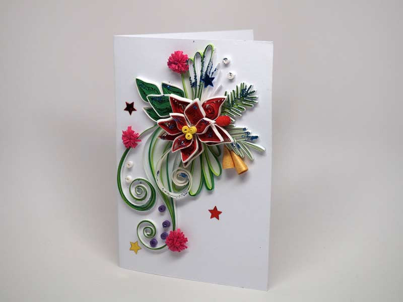 Paper filigree handmade Christmas card