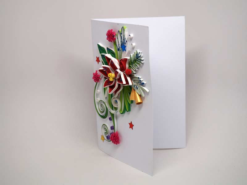 Paper filigree handmade Christmas card