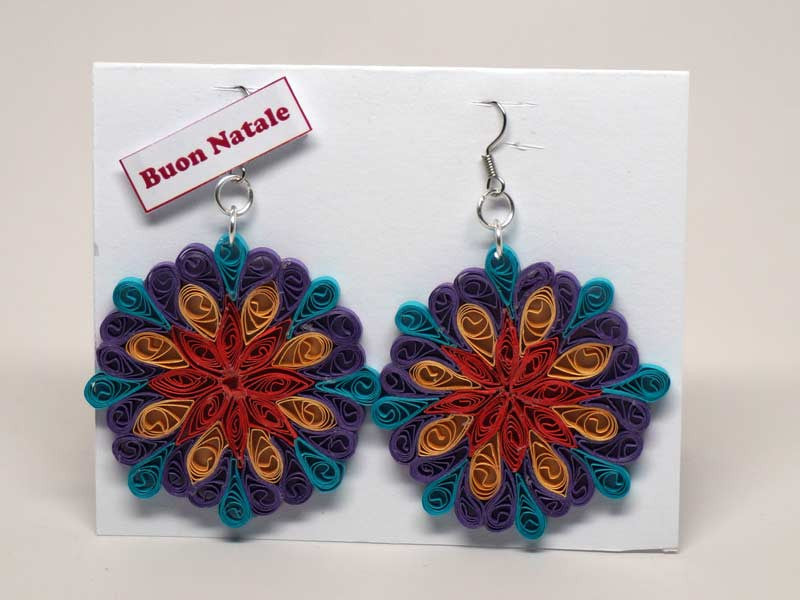 Card with earrings handmade with paper filigree