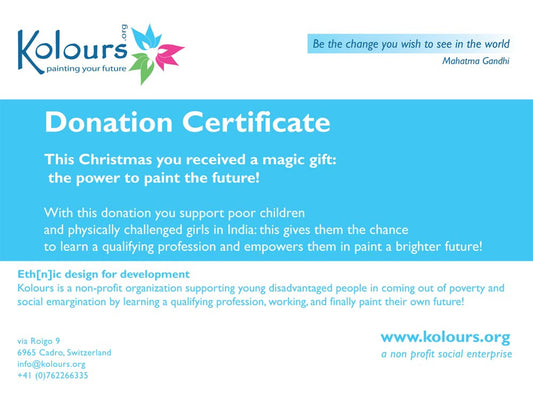 Christmas donation certificate 15 euros