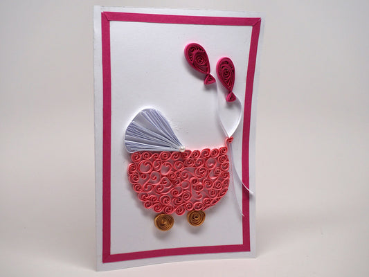 Paper filigree handmade Baptism/new born baby girl card