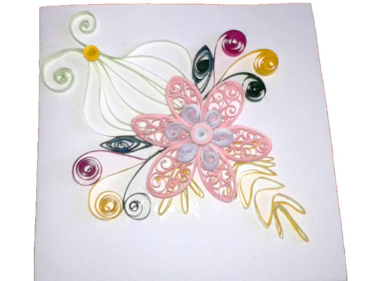 Paper filigree handmade card with flowers