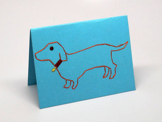 Dog embroidered sky-blue small card