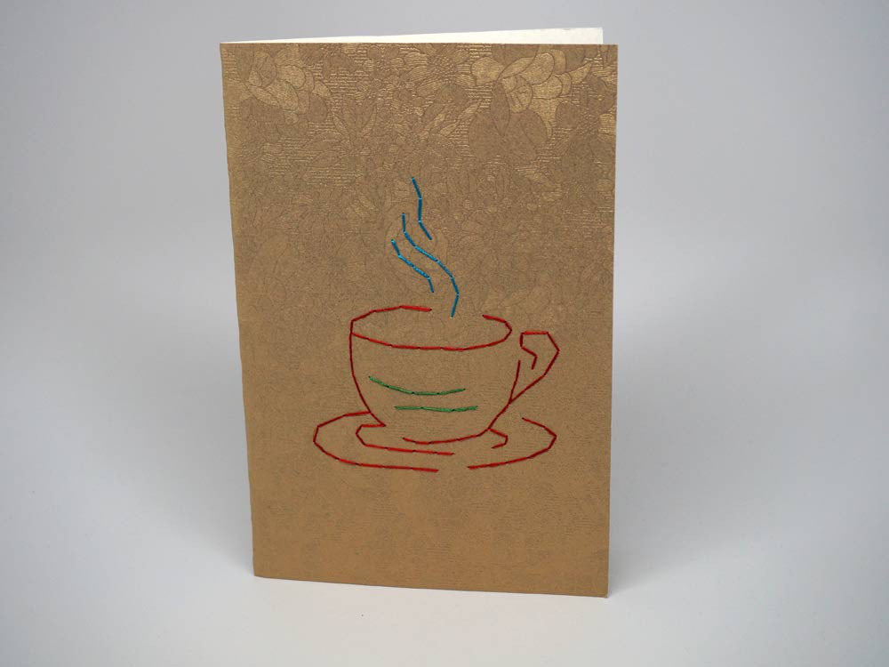 Gold greeting card - cup of coffee