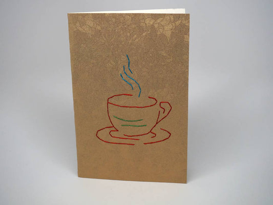Gold greeting card - cup of coffee
