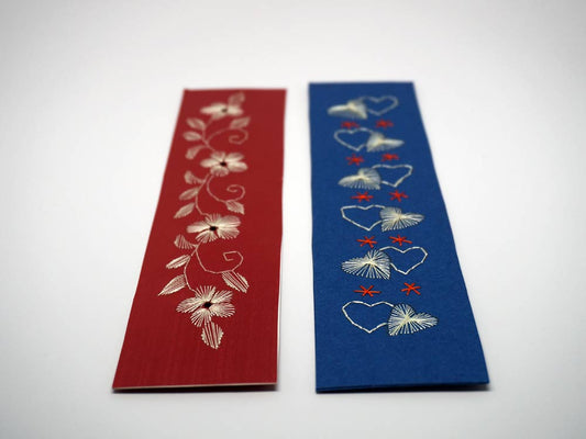 Two romantic embroidered bookmarks