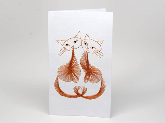 Greeting card - lovely cats emboidery