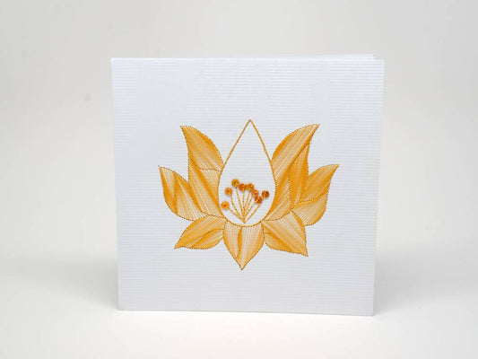 Embroidered greeting card - lotus flower