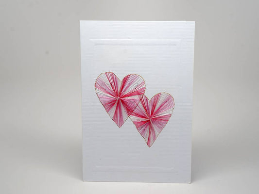 Greeting card - love and hearts emboidery