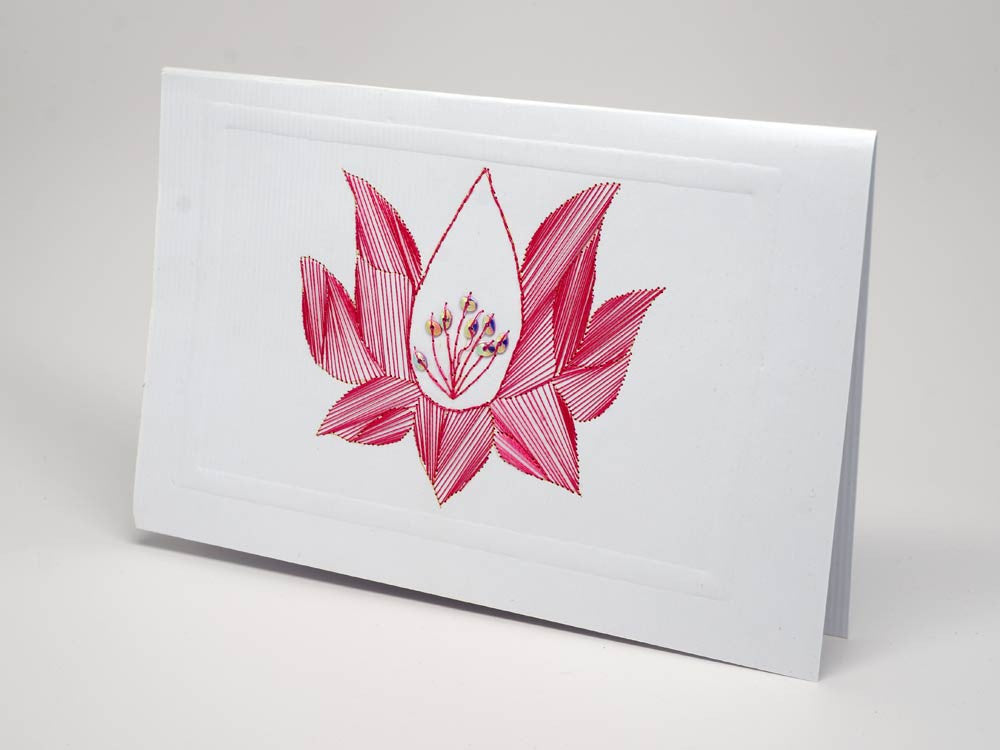 Greeting card - lotus emboidery