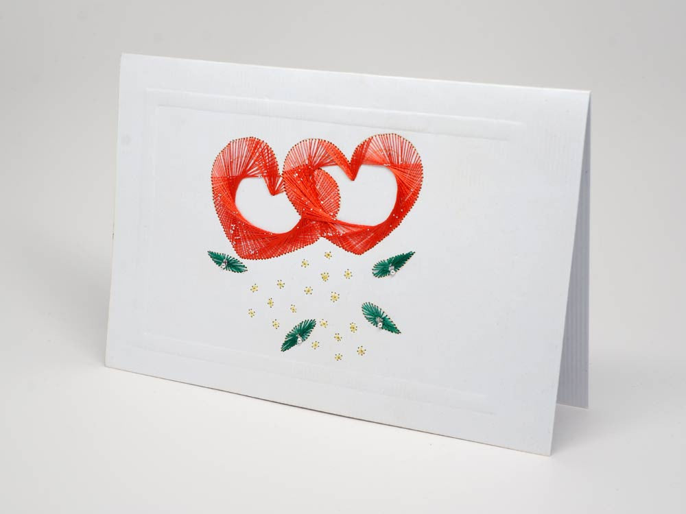 Greeting card - hearts emboidery